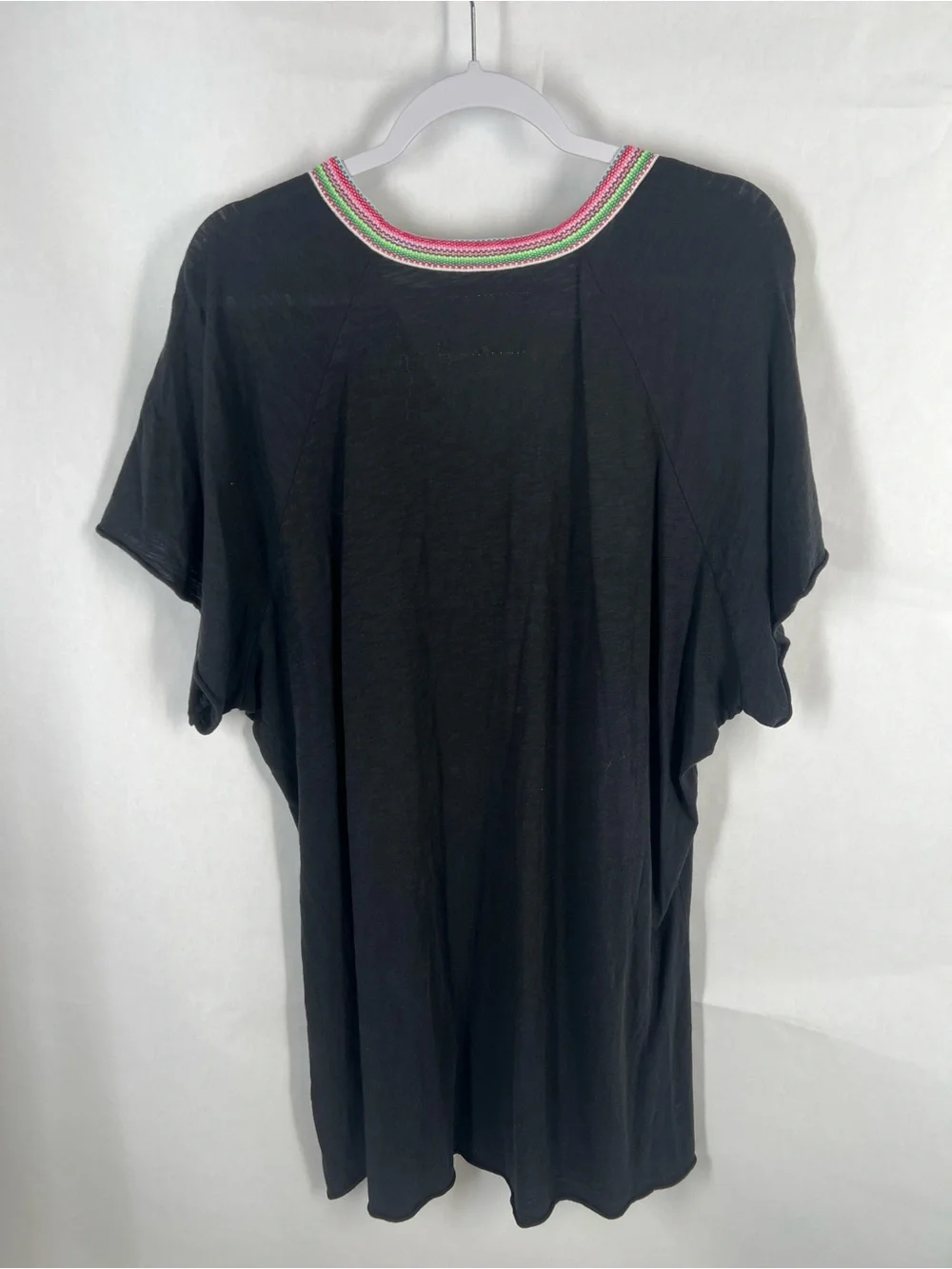 Pitusa Pima Mini Abaya Black Inca Trim Dress Swim Cover Up Standard